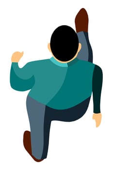 Illustration of a man walking - Aerial view.