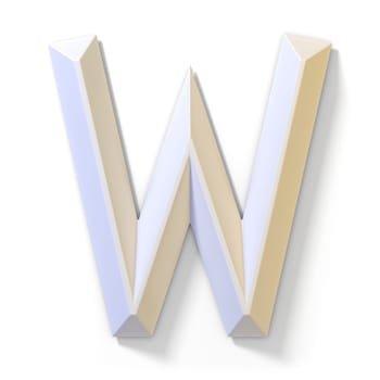 White dimensional font LETTER W 3D render illustration isolated on white background