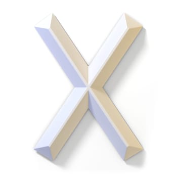 White dimensional font LETTER X 3D render illustration isolated on white background