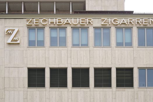 Munich,Germany - June 30,2018: The logo of cigar dealer Zechbauer on the exterior façade of the cigar shop on June 30,2018 in Munich.