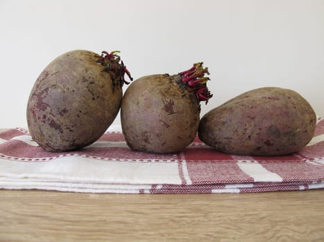 Beetroot on a tea towel