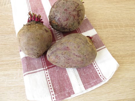 Beetroot on a tea towel