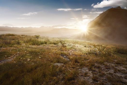 Panoramic view of mountain on the morning