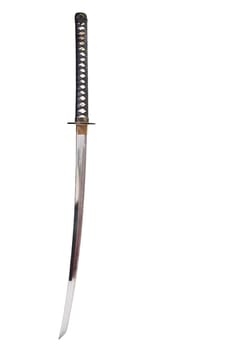 Detail from the very sharp steel blade on a Japanese Samurai sword or Katana.  The blade has to be constantly kept waxed to protect against oxidization and to retain sharpness.