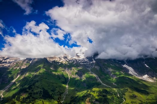 Hohe Tauern mountain landscape,Alps in Austria with source clouds