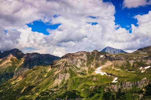 Hohe Tauern mountain landscape,Alps in Austria with source clouds