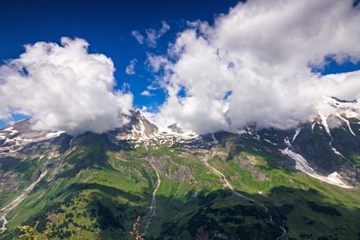 Hohe Tauern mountain landscape,Alps in Austria with source clouds