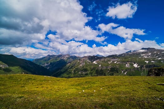 Hohe Tauern mountain landscape,Alps in Austria with source clouds