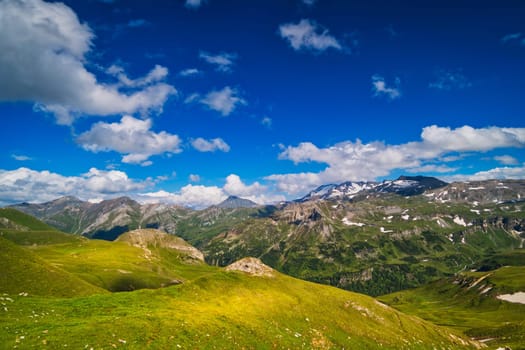 Hohe Tauern mountain landscape,Alps in Austria with source clouds