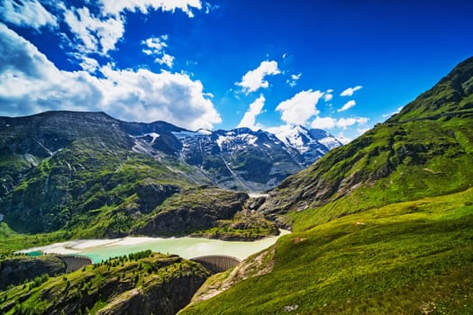 Hohe Tauern mountain landscape,Alps in Austria with source clouds