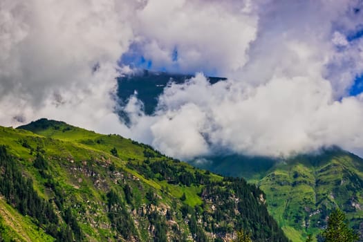 Hohe Tauern mountain landscape,Alps in Austria with source clouds