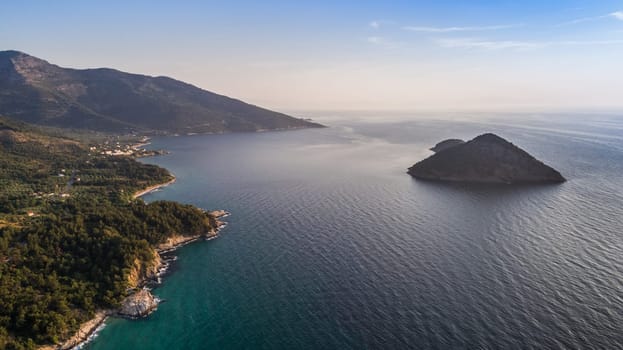 aerial view of Kinira island. Thassos, Greece