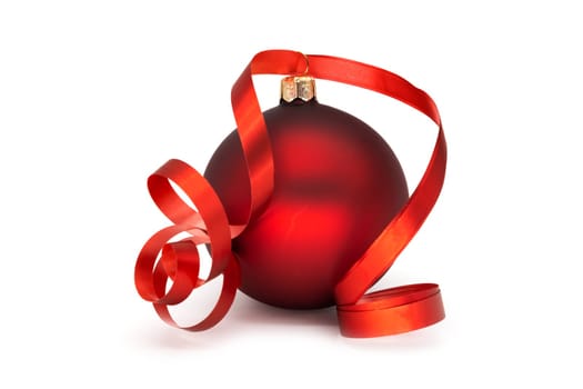 Christmas bauble red on white background,popular decoration for the Christmas tree