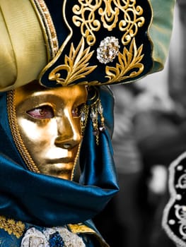 VALLETTA, MALTA - Feb 21st 2009 - Woman wearing beautiful Venetian style masks and costumes at the International Carnival of Malta 2009