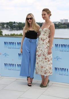 Lily James and   Amanda Seyfried,.Mamma Mia 2 ! Here We Go Again Presscall  in Hamburg,12.07.2018