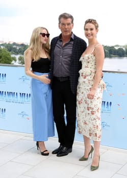 Amanda Seyfried, Pierce Brosnan and Lily James   ,.Mamma Mia 2 ! Here We Go Again Presscall  in Hamburg,12.07.2018