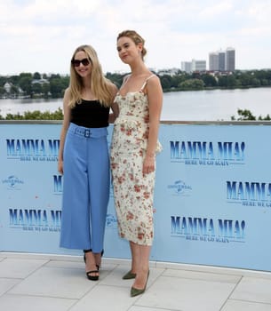 Lily James and   Amanda Seyfried,.Mamma Mia 2 ! Here We Go Again Presscall  in Hamburg,12.07.2018