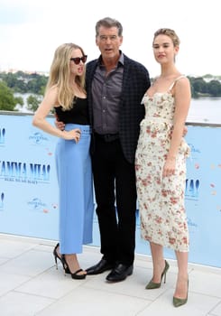 Amanda Seyfried, Pierce Brosnan and Lily James   ,.Mamma Mia 2 ! Here We Go Again Presscall  in Hamburg,12.07.2018