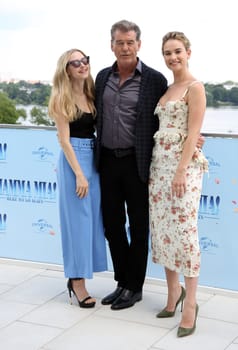 Amanda Seyfried, Pierce Brosnan and Lily James   ,.Mamma Mia 2 ! Here We Go Again Presscall  in Hamburg,12.07.2018