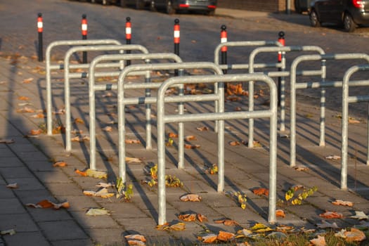 Empty metal bike rack,Bremen,Germany,Europe