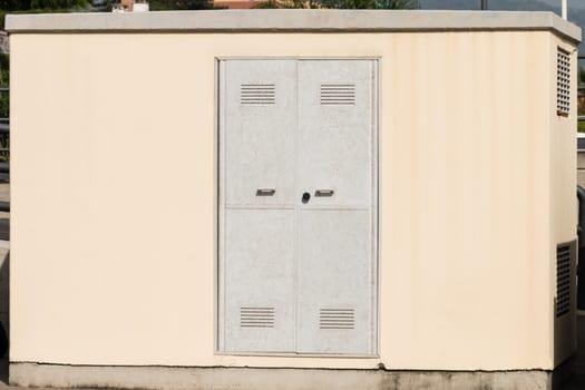 Electrical substation in concrete docked on harbour