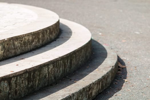 Steps round concrete and tile in the city park