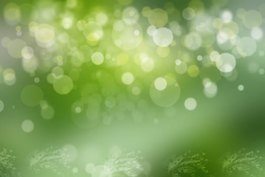 Abstract green light and white summer bokeh background.