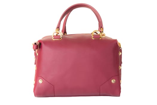 Fashionable red burgundy female women bag isolated on white background..