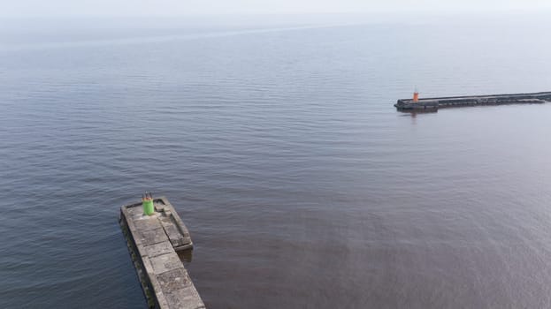Harbor Roja Latvia Aerial view of countryside drone top view