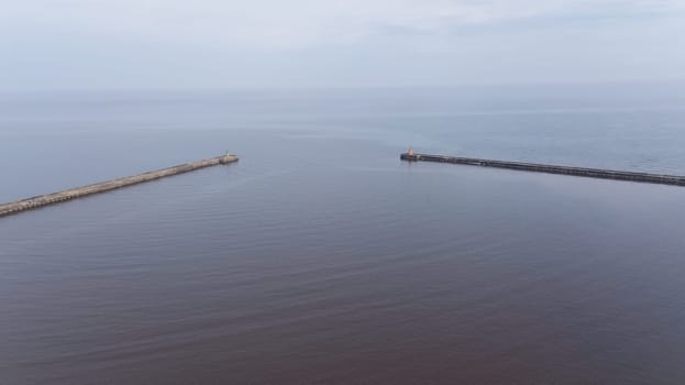 Harbor Roja Latvia Aerial view of countryside drone top view