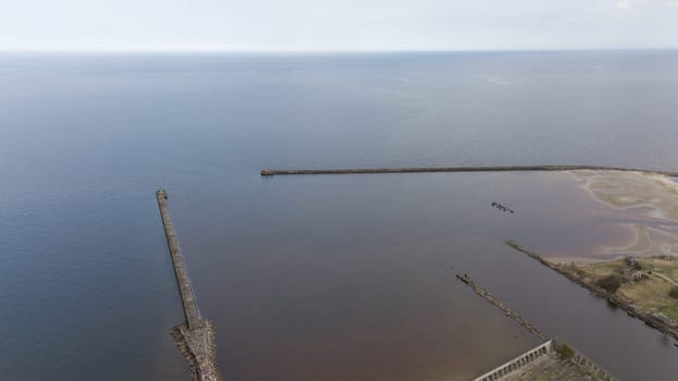 Harbor Roja Latvia Aerial view of countryside drone top view