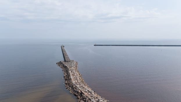 Harbor Roja Latvia Aerial view of countryside drone top view