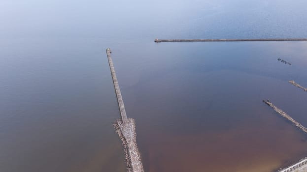 Harbor Roja Latvia Aerial view of countryside drone top view