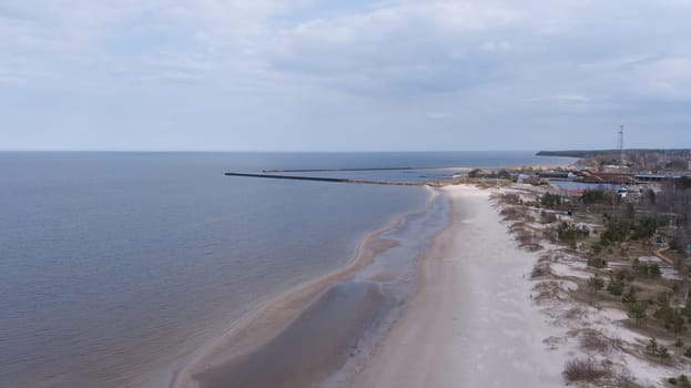 Harbor Roja Latvia Aerial view of countryside drone top view
