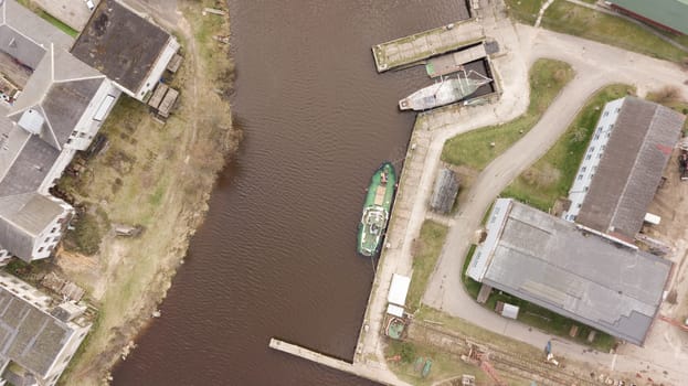 Harbor Roja Latvia Aerial view of countryside drone top view