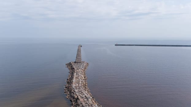 Harbor Roja Latvia Aerial view of countryside drone top view