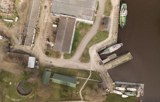 Harbor Roja Latvia Aerial view of countryside drone top view