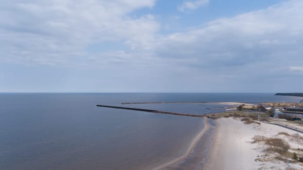 Harbor Roja Latvia Aerial view of countryside drone top view