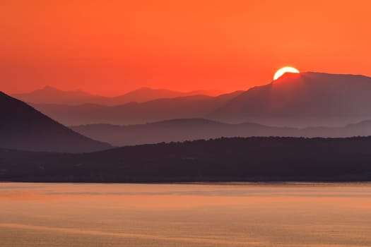sunrise in Ionian Islands. Lefkada island Greece