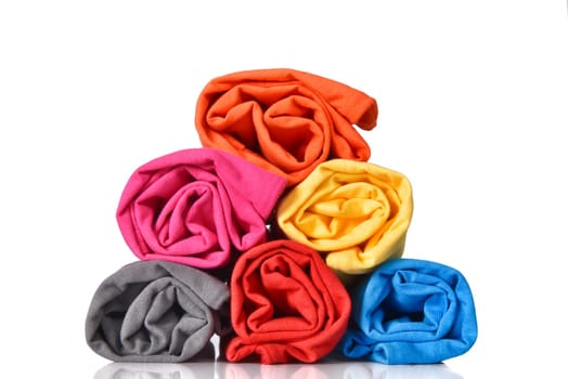 Colored clothes roll isolated over white background