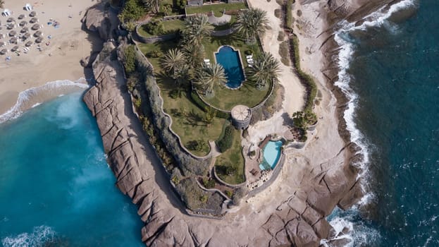 Aerial view of Tenerife island Canary Spain Atlantic ocean drone top view