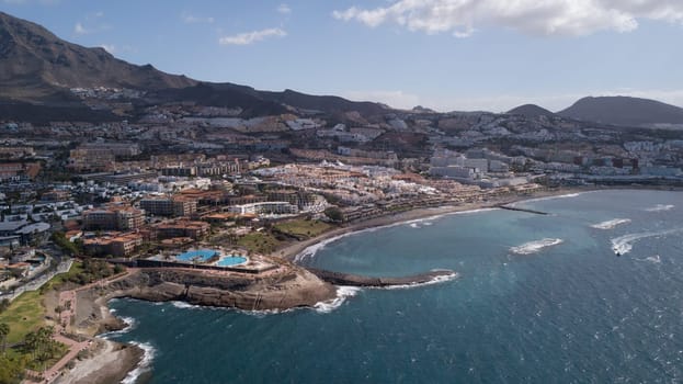 Aerial view of Tenerife island Canary Spain Atlantic ocean drone top view