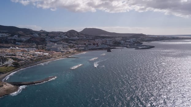 Aerial view of Tenerife island Canary Spain Atlantic ocean drone top view