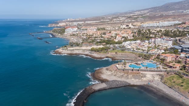 Aerial view of Tenerife island Canary Spain Atlantic ocean drone top view