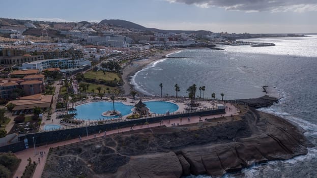Aerial view of Tenerife island Canary Spain Atlantic ocean drone top view