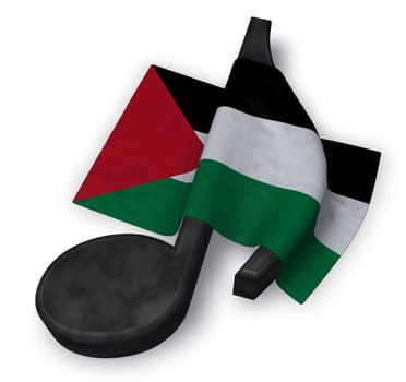music note symbol and flag of palastine - 3d rendering