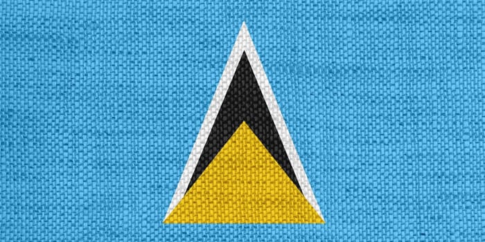 Flag of St Lucia on old linen