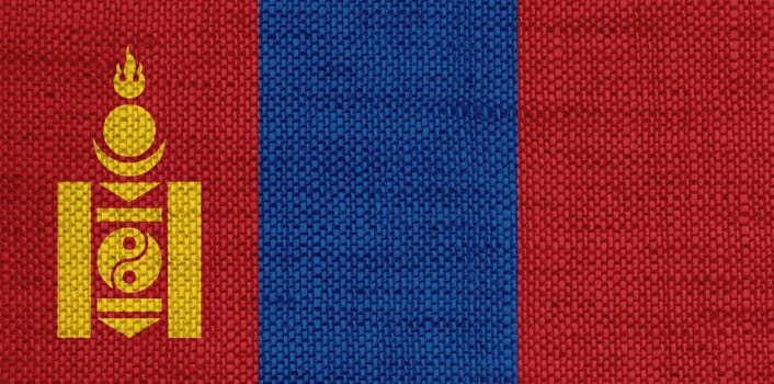 Flag of Mongolia on old linen