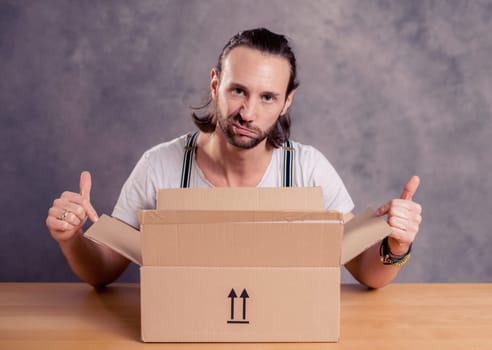 young man is discontent with his delivery