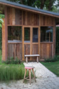 Eco friendly suburban street cottage, stock photo